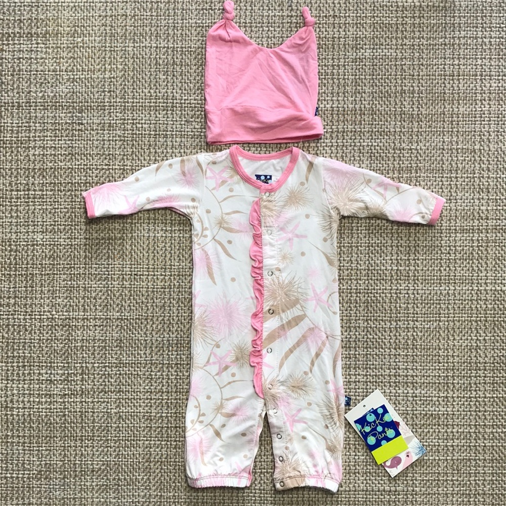 Kickee Pants Jumpsuit & Cap (size 0-3m)
